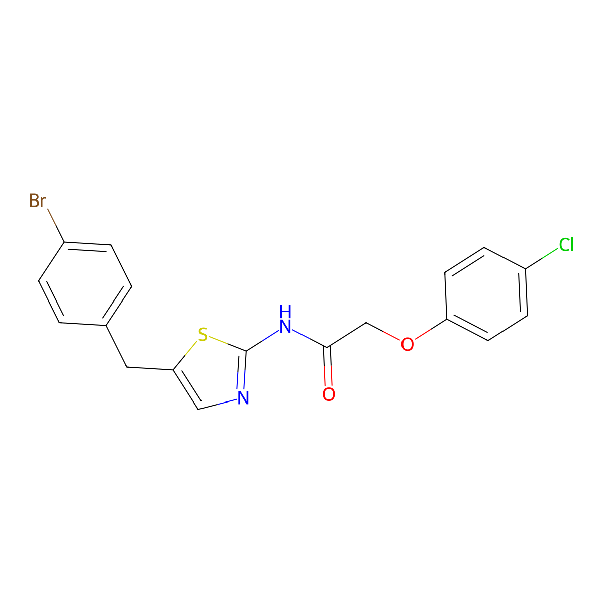 N-(5-(4-Bromobenzyl)-1,3-thiazol-2-YL)-2-(4-chlorophenoxy)acetamide molecular structure, CAS 292056-84-9
