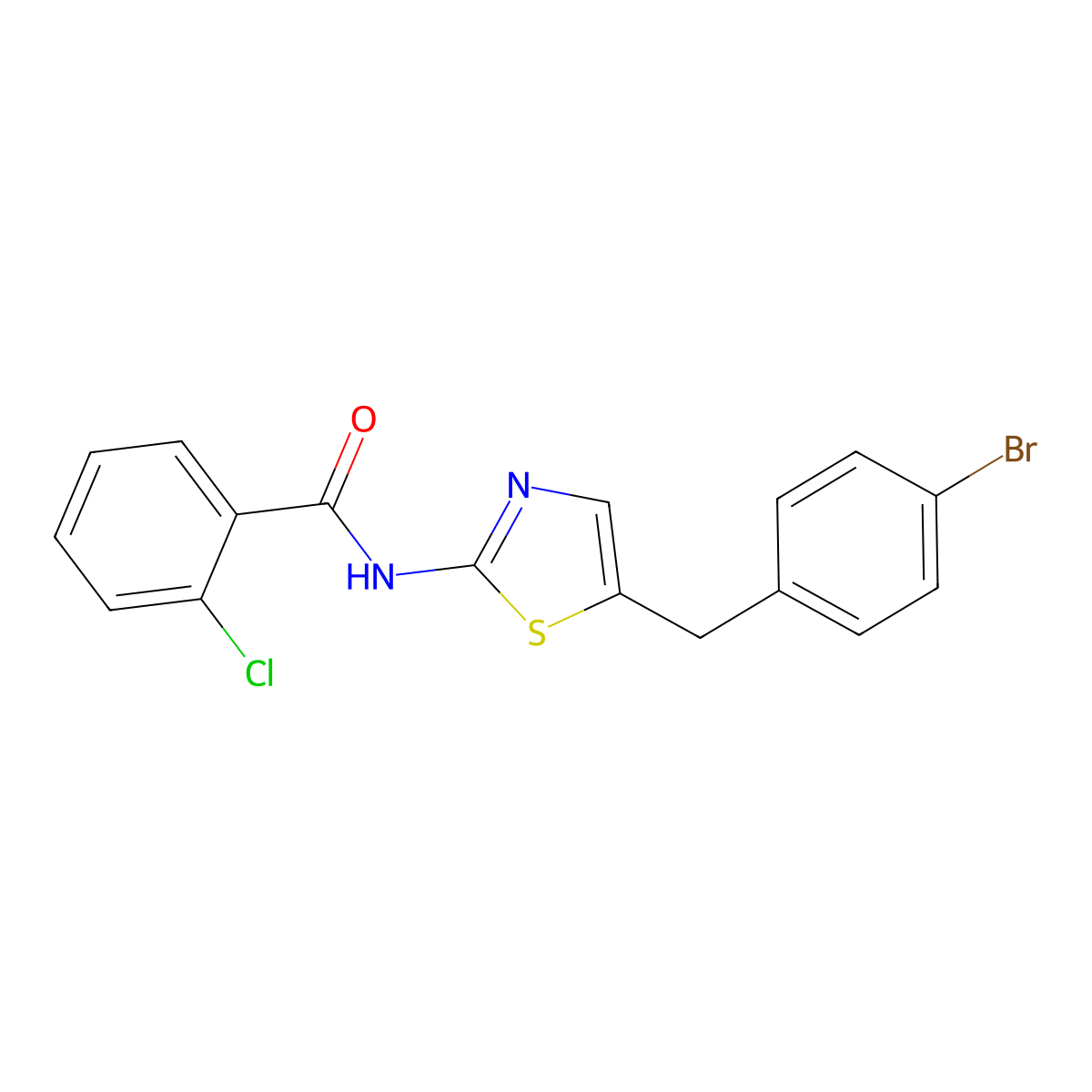 N-{5-[(4-Bromophenyl)methyl]-1,3-thiazol-2-YL}-2-chlorobenzamide molecular structure, CAS 292056-95-2
