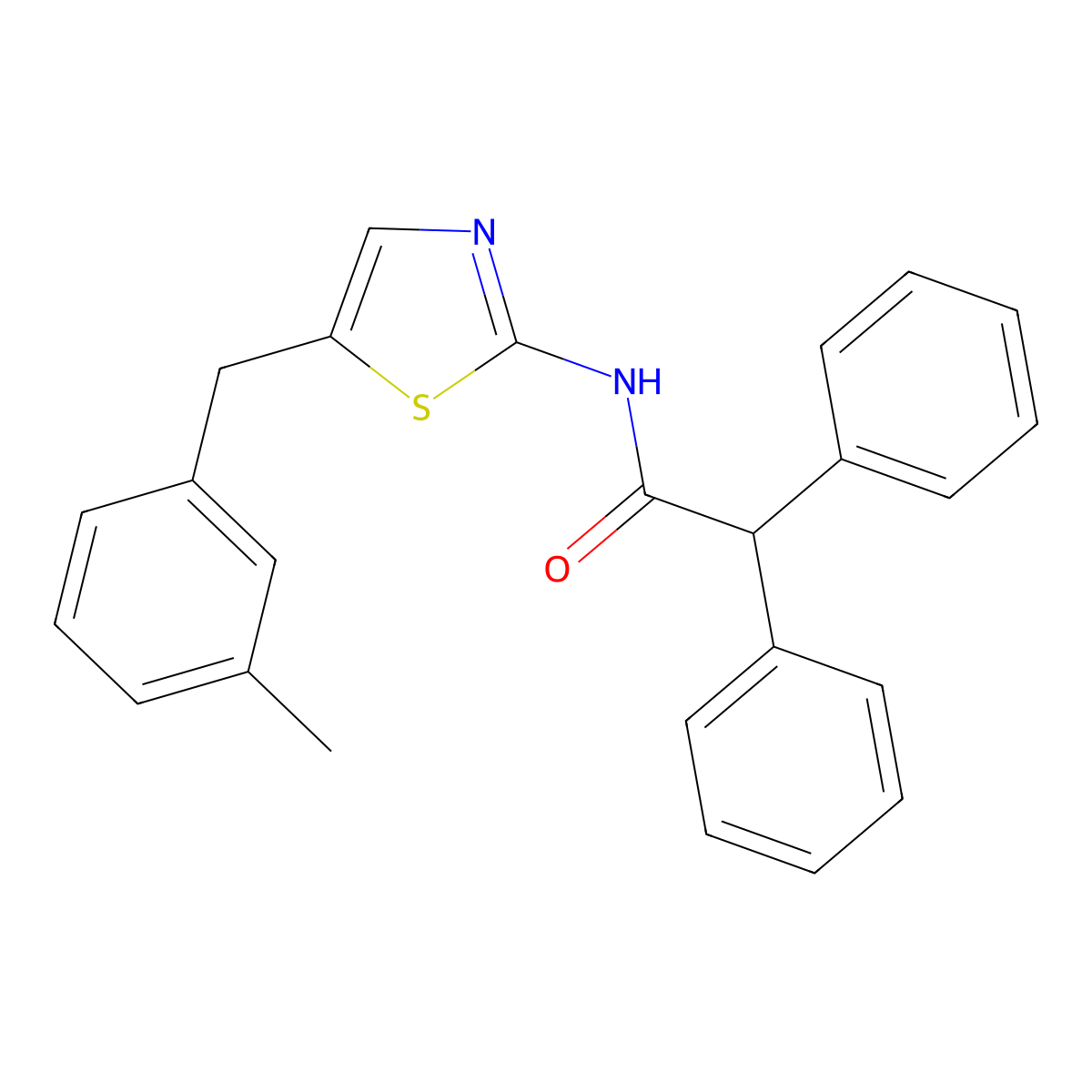 N-[5-(3-Methyl-benzyl)-thiazol-2-yl]-2,2-diphenyl-acetamide molecular structure, CAS 292057-01-3