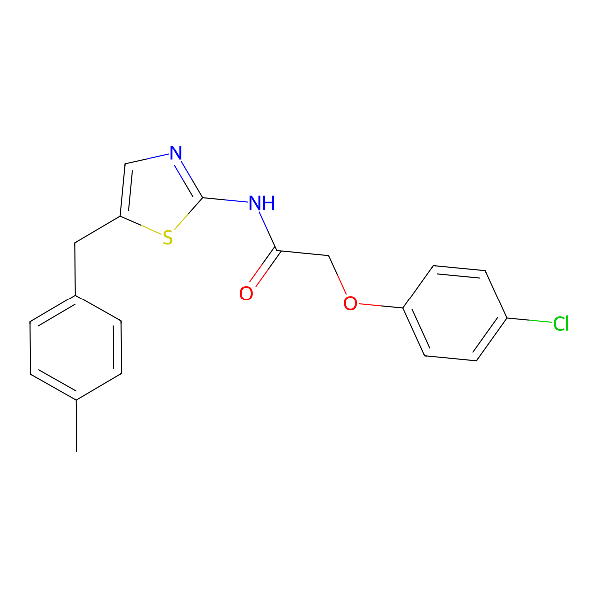 2-(4-Chlorophenoxy)-N-{5-[(4-methylphenyl)methyl]-1,3-thiazol-2-YL}acetamide molecular structure, CAS 292057-17-1