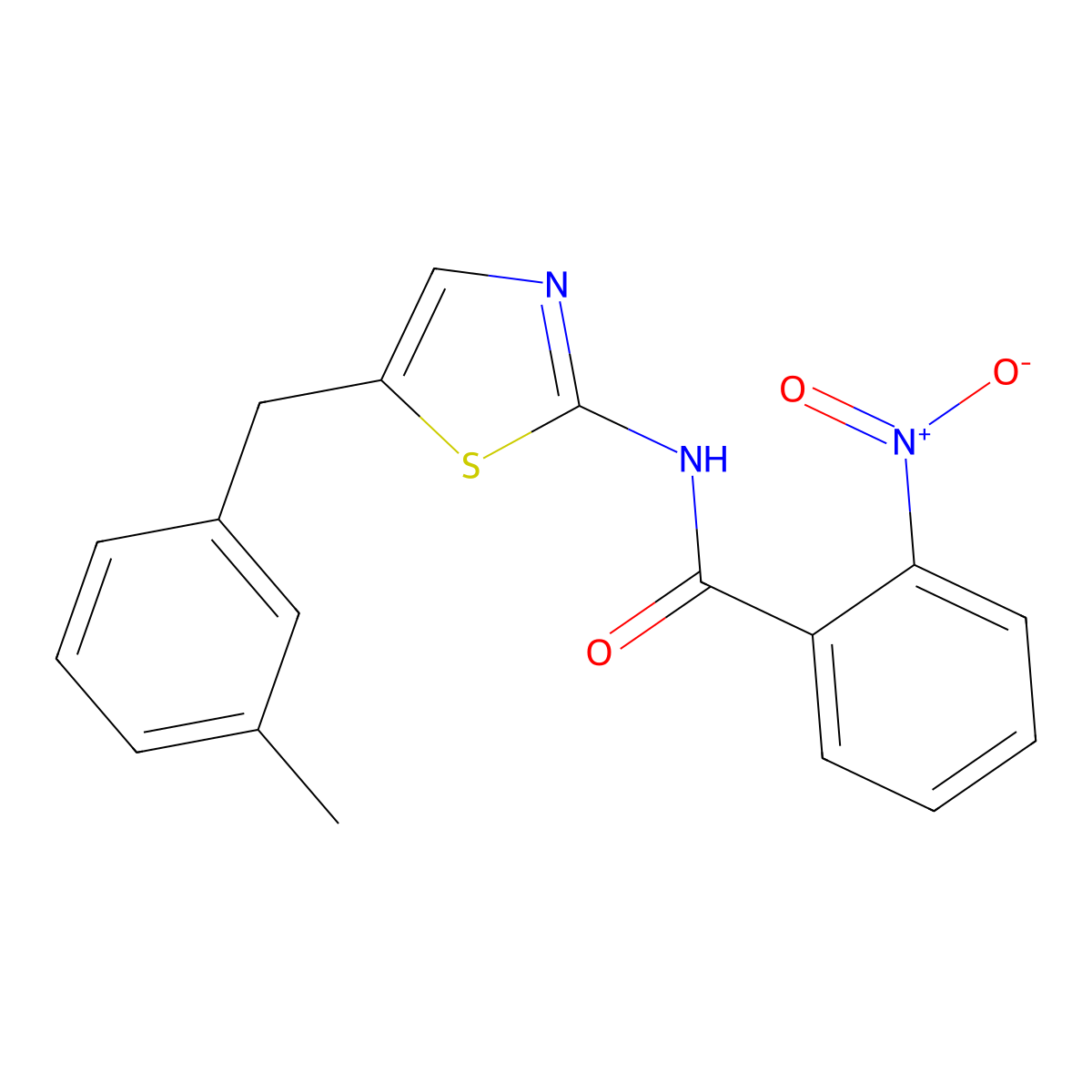 N-{5-[(3-Methylphenyl)methyl]-1,3-thiazol-2-YL}-2-nitrobenzamide molecular structure, CAS 292057-26-2