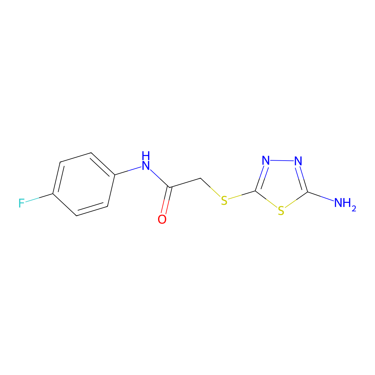 2-((5-Amino-1,3,4-thiadiazol-2-YL)thio)-N-(4-fluorophenyl)acetamide molecular structure, CAS 292057-71-7