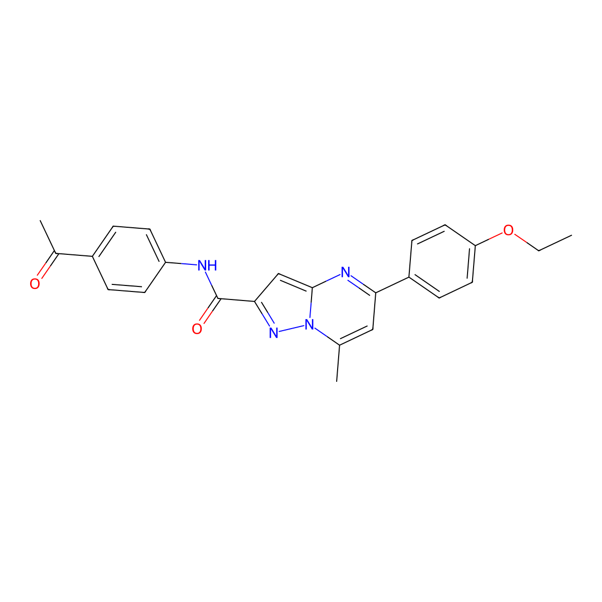 N-(4-acetylphenyl)-5-(4-ethoxyphenyl)-7-methylpyrazolo[1,5-a]pyrimidine-2-carboxamide molecular structure, CAS 292057-95-5