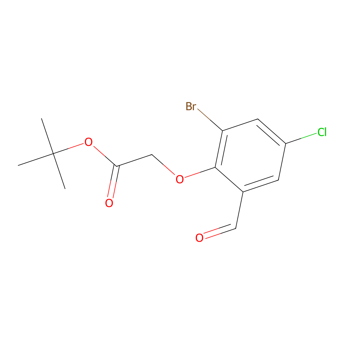 Tert-butyl 2-(2-bromo-4-chloro-6-formylphenoxy)acetate molecular structure, CAS 2920573-57-3