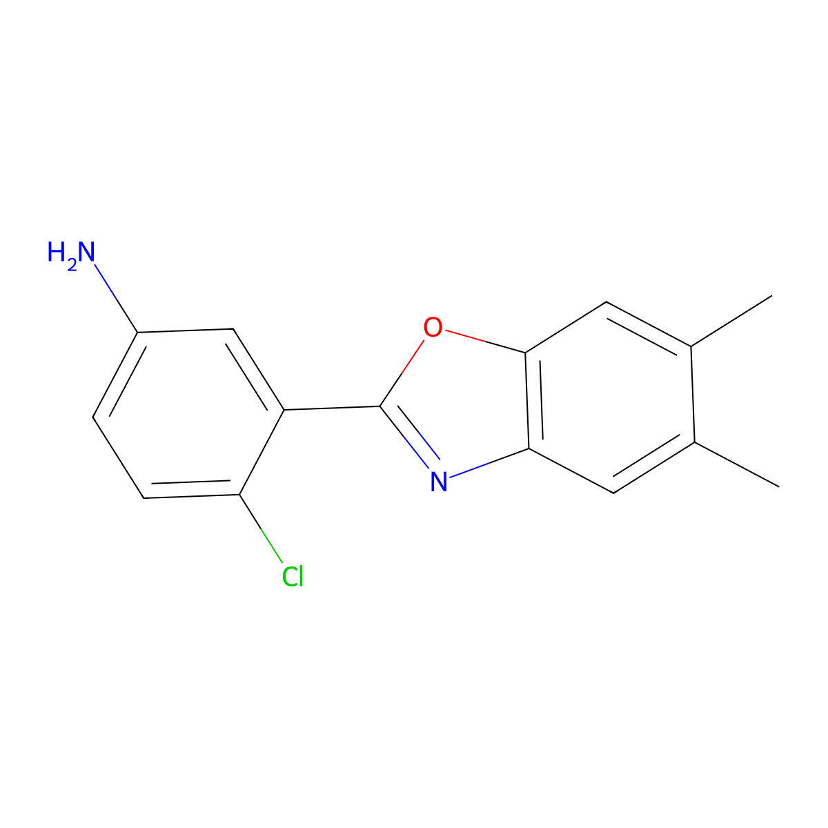 4-Chloro-3-(5,6-dimethyl-1,3-benzoxazol-2-yl)aniline molecular structure, CAS 292058-52-7