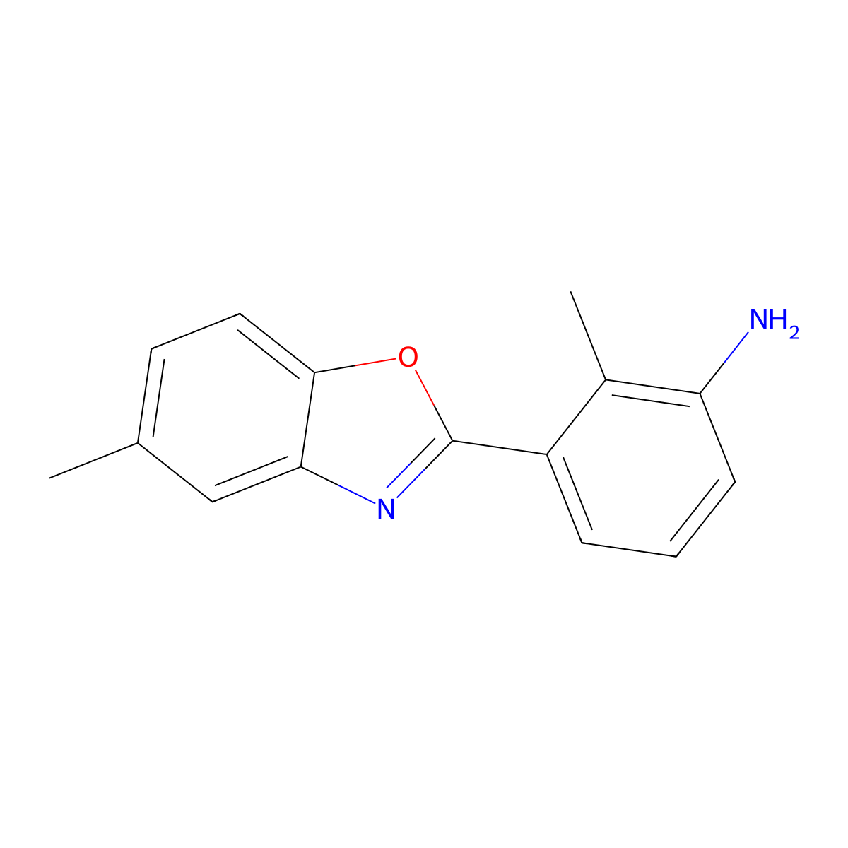 2-Methyl-3-(5-methyl-1,3-benzoxazol-2-yl)aniline molecular structure, CAS 292058-54-9