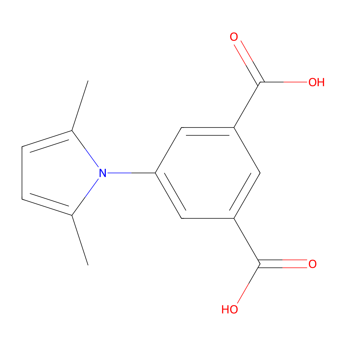 5-(2,5-dimethyl-1H-pyrrol-1-yl)benzene-1,3-dicarboxylic acid molecular structure, CAS 292058-56-1