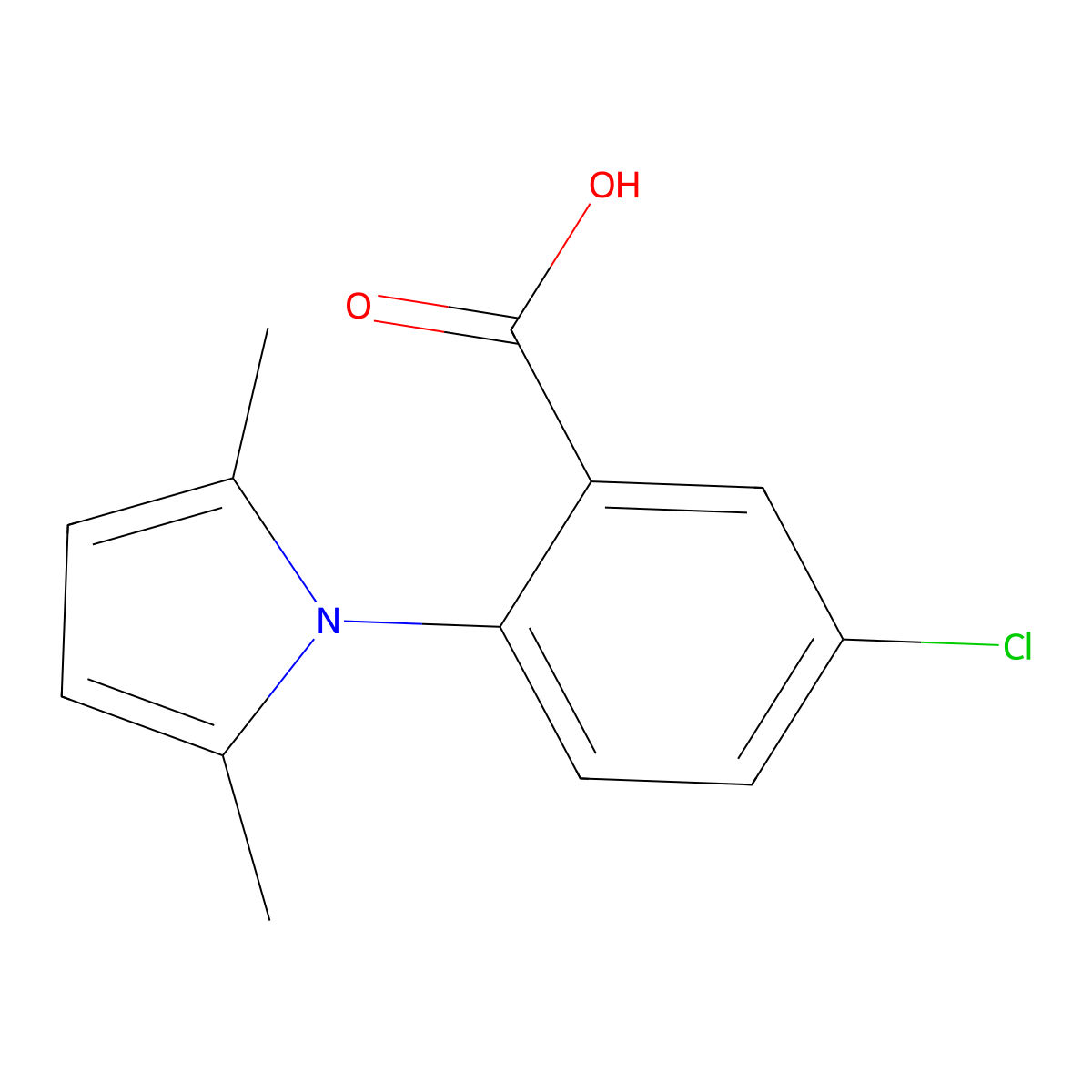 5-chloro-2-(2,5-dimethyl-1H-pyrrol-1-yl)benzoic acid molecular structure, CAS 292058-57-2