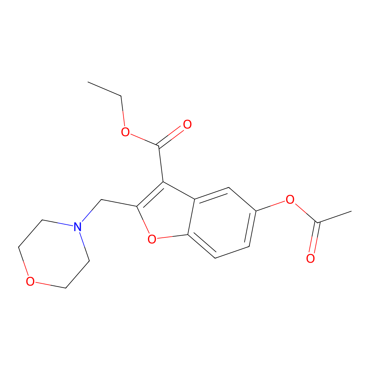 Ethyl 5-(acetyloxy)-2-(morpholin-4-ylmethyl)-1-benzofuran-3-carboxylate molecular structure, CAS 292058-59-4