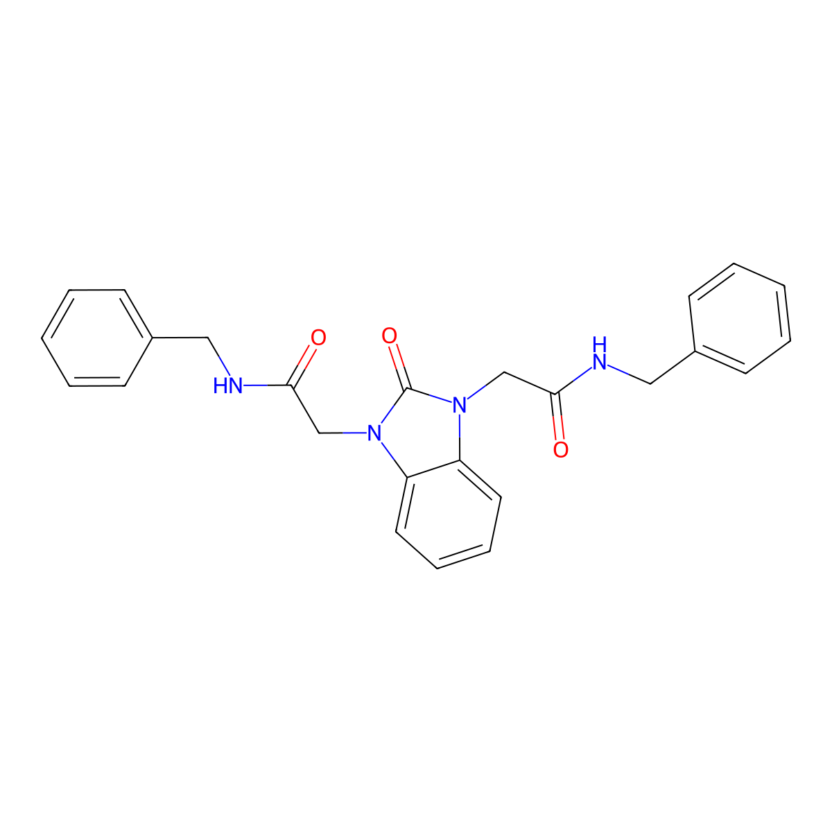 N-benzyl-2-[3-[2-(benzylamino)-2-oxoethyl]-2-oxobenzimidazol-1-yl]acetamide molecular structure, CAS 292058-66-3