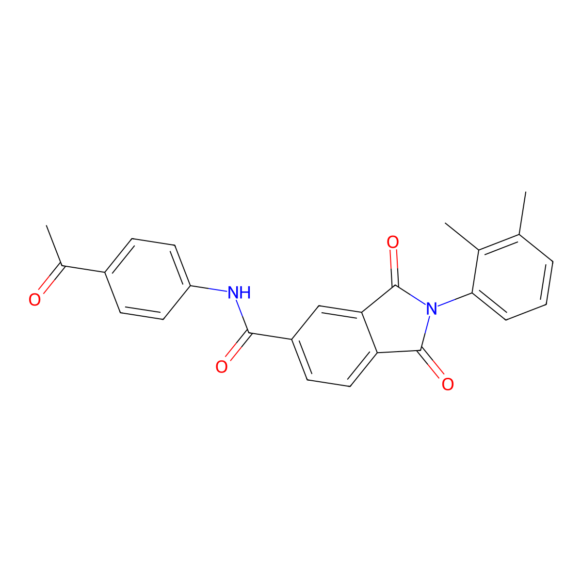 N-(4-acetylphenyl)-2-(2,3-dimethylphenyl)-1,3-dioxo-2,3-dihydro-1H-isoindole-5-carboxamide molecular structure, CAS 292058-69-6