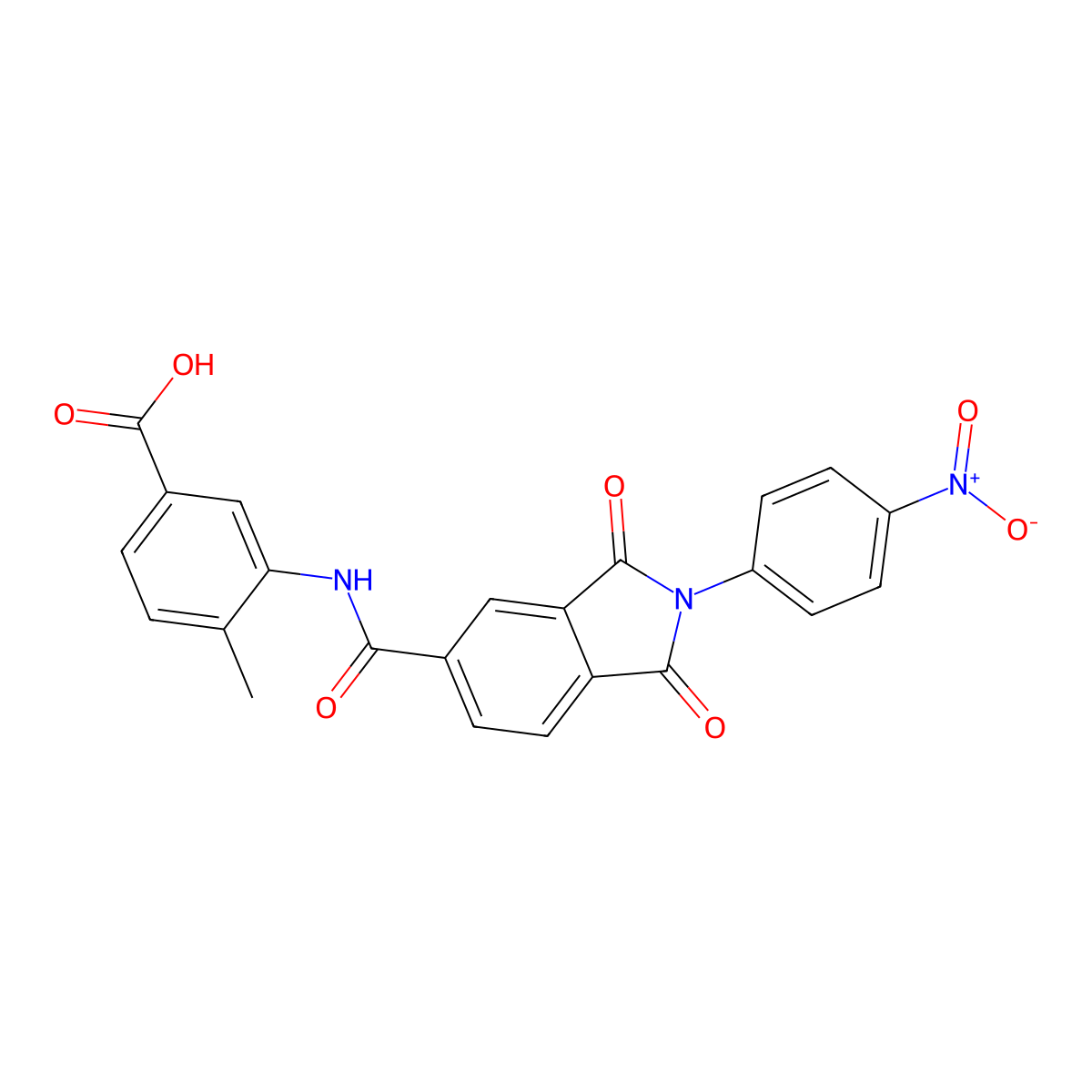 4-methyl-3-({[2-(4-nitrophenyl)-1,3-dioxo-2,3-dihydro-1H-isoindol-5-yl]carbonyl}amino)benzoic acid molecular structure, CAS 292058-79-8