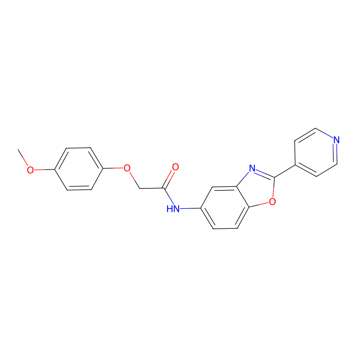 2-(4-methoxyphenoxy)-N-(2-pyridin-4-yl-1,3-benzoxazol-5-yl)acetamide molecular structure, CAS 292058-98-1