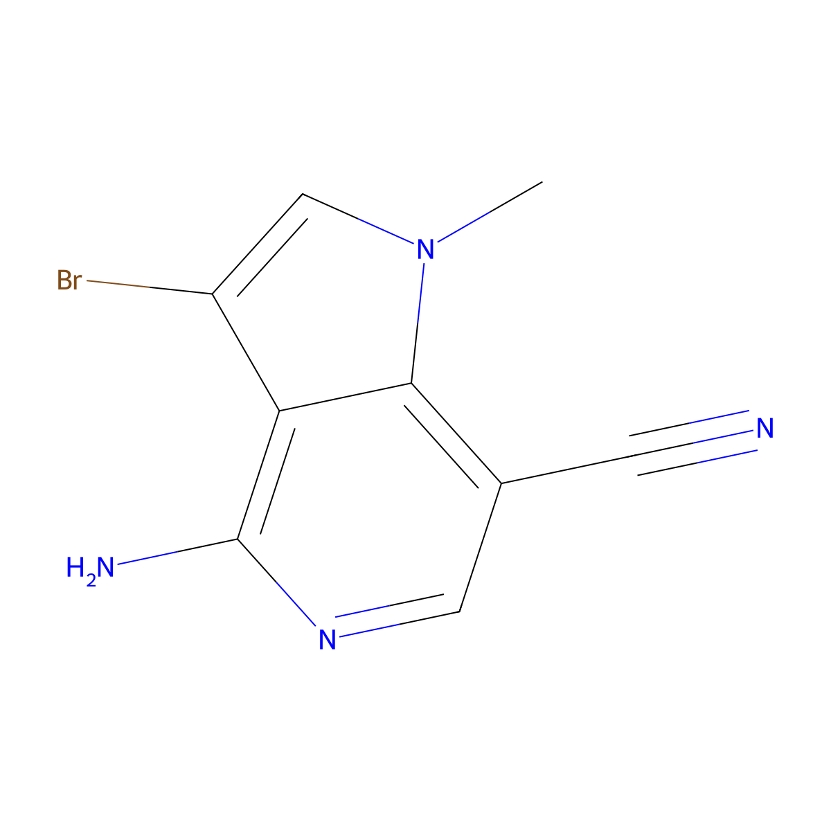 4-Amino-3-bromo-1-methyl-pyrrolo[3,2-C]pyridine-7-carbonitrile molecular structure, CAS 2920603-70-7