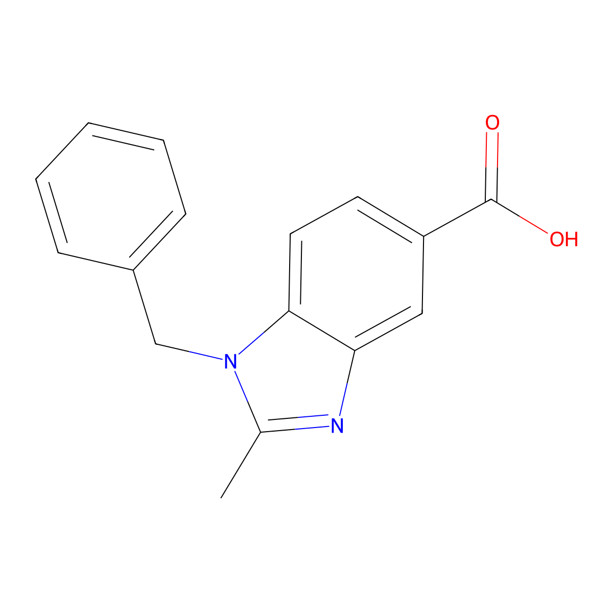 1-Benzyl-2-methylbenzodiazole-5-carboxylic acid molecular structure, CAS 292062-25-0