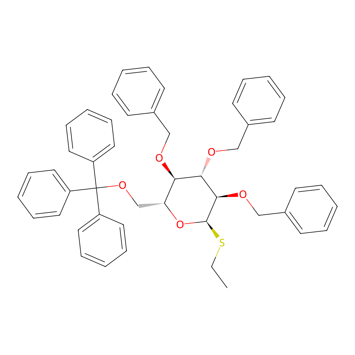 ethyl 2,3,4-tri-O-benzyl-1-thio-6-O-trityl-alpha-D-glucopyranoside molecular structure, CAS 292062-28-3