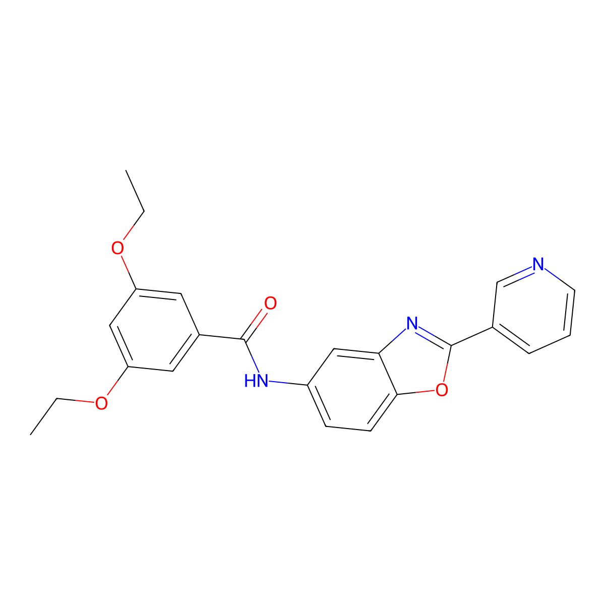 3,5-diethoxy-N-(2-pyridin-3-yl-1,3-benzoxazol-5-yl)benzamide molecular structure, CAS 292064-17-6