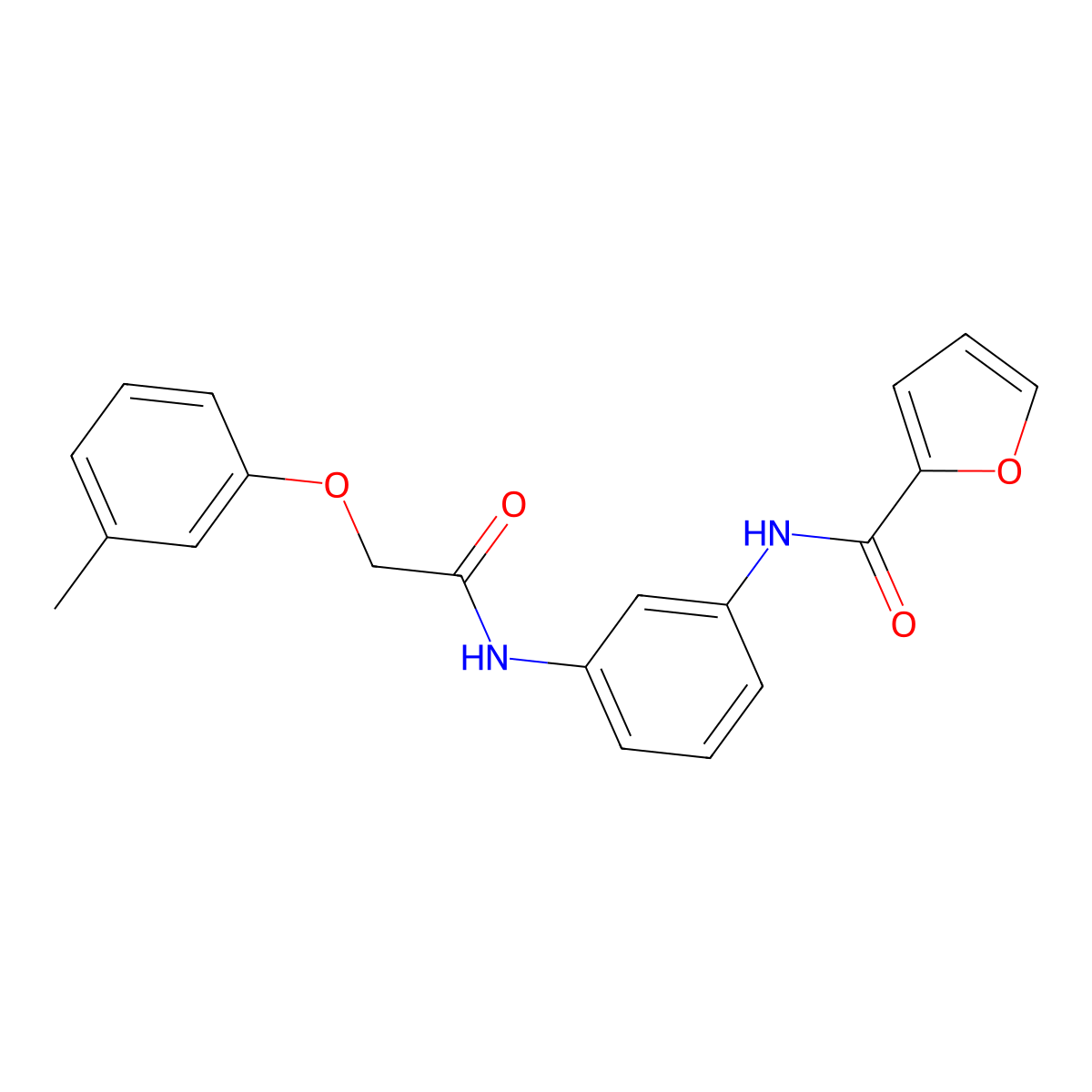 N-[3-[[2-(3-methylphenoxy)acetyl]amino]phenyl]furan-2-carboxamide molecular structure, CAS 292064-46-1