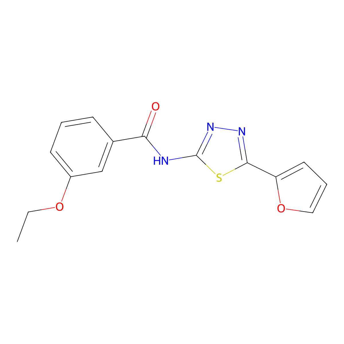 3-ethoxy-N-[5-(furan-2-yl)-1,3,4-thiadiazol-2-yl]benzamide molecular structure, CAS 292064-73-4