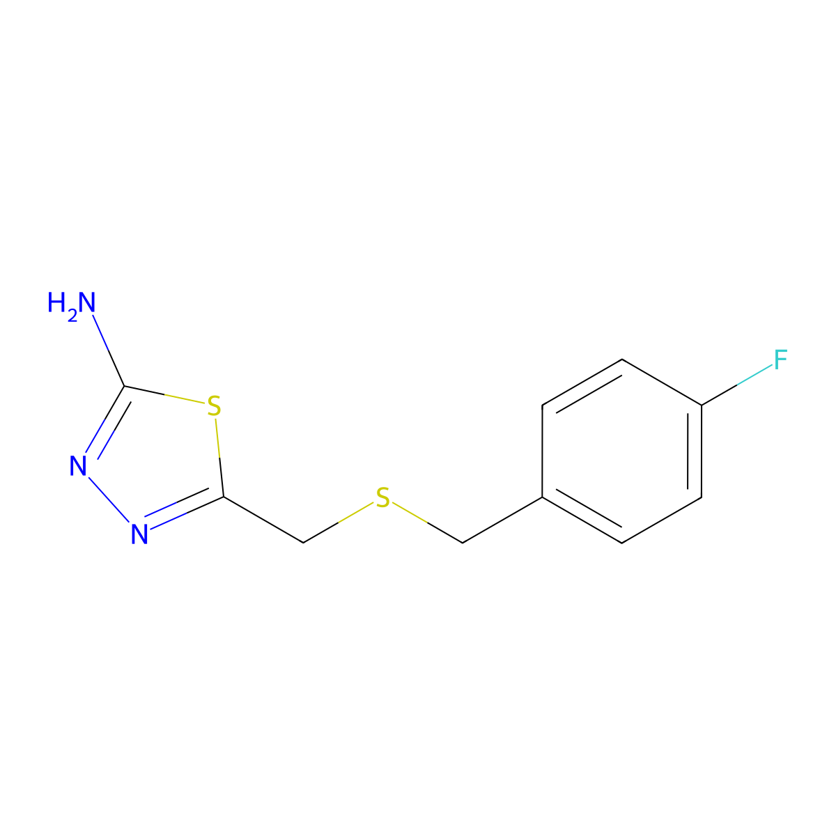 5-{[(4-Fluorobenzyl)thio]methyl}-1,3,4-thiadiazol-2-amine molecular structure, CAS 292064-75-6