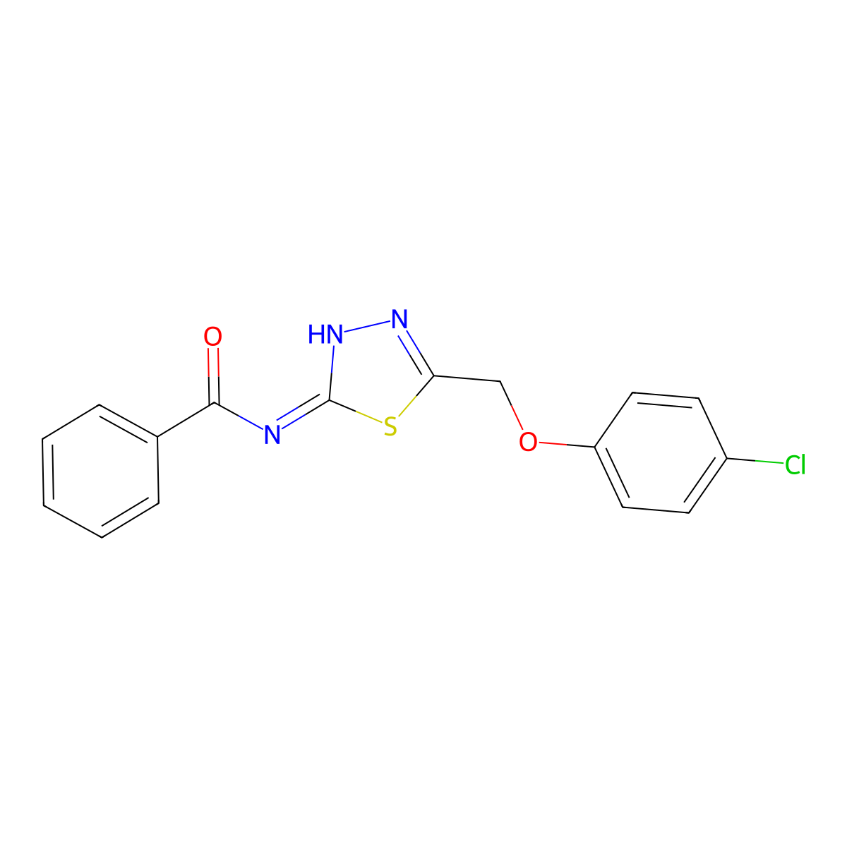 N-[5-[(4-chlorophenoxy)methyl]-1,3,4-thiadiazol-2-yl]benzamide molecular structure, CAS 292064-76-7