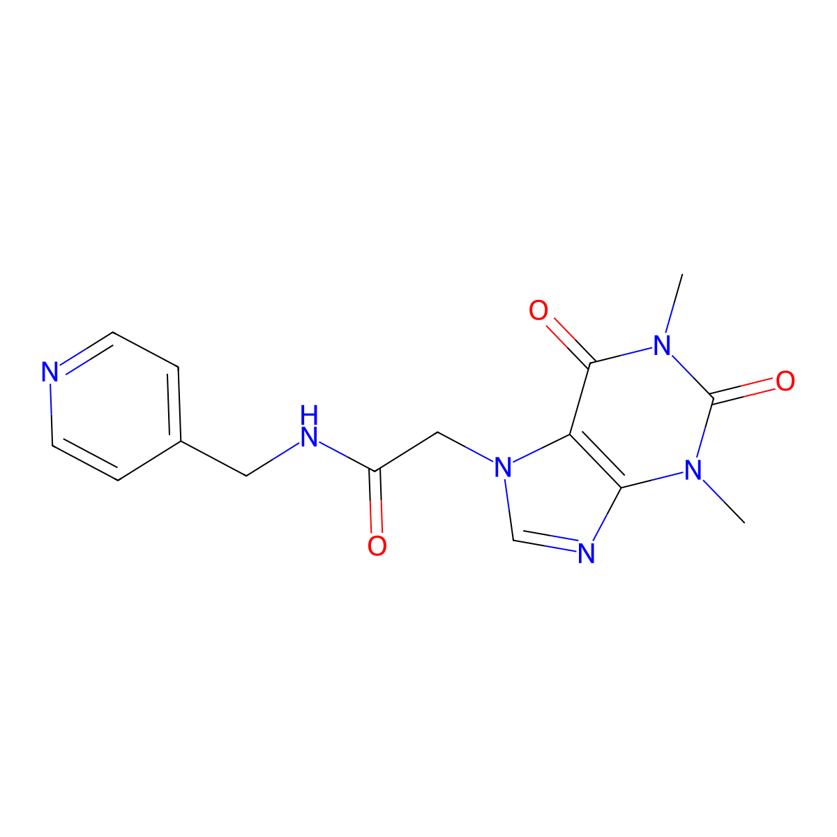 2-(1,3-dimethyl-2,6-dioxopurin-7-yl)-N-(pyridin-4-ylmethyl)acetamide molecular structure, CAS 292064-94-9
