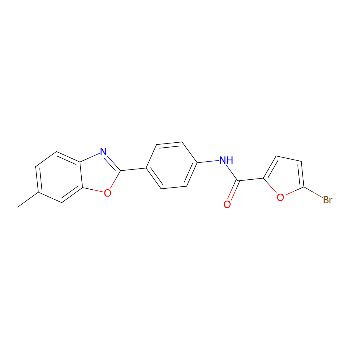 5-bromo-N-[4-(6-methyl-1,3-benzoxazol-2-yl)phenyl]furan-2-carboxamide molecular structure, CAS 292066-31-0