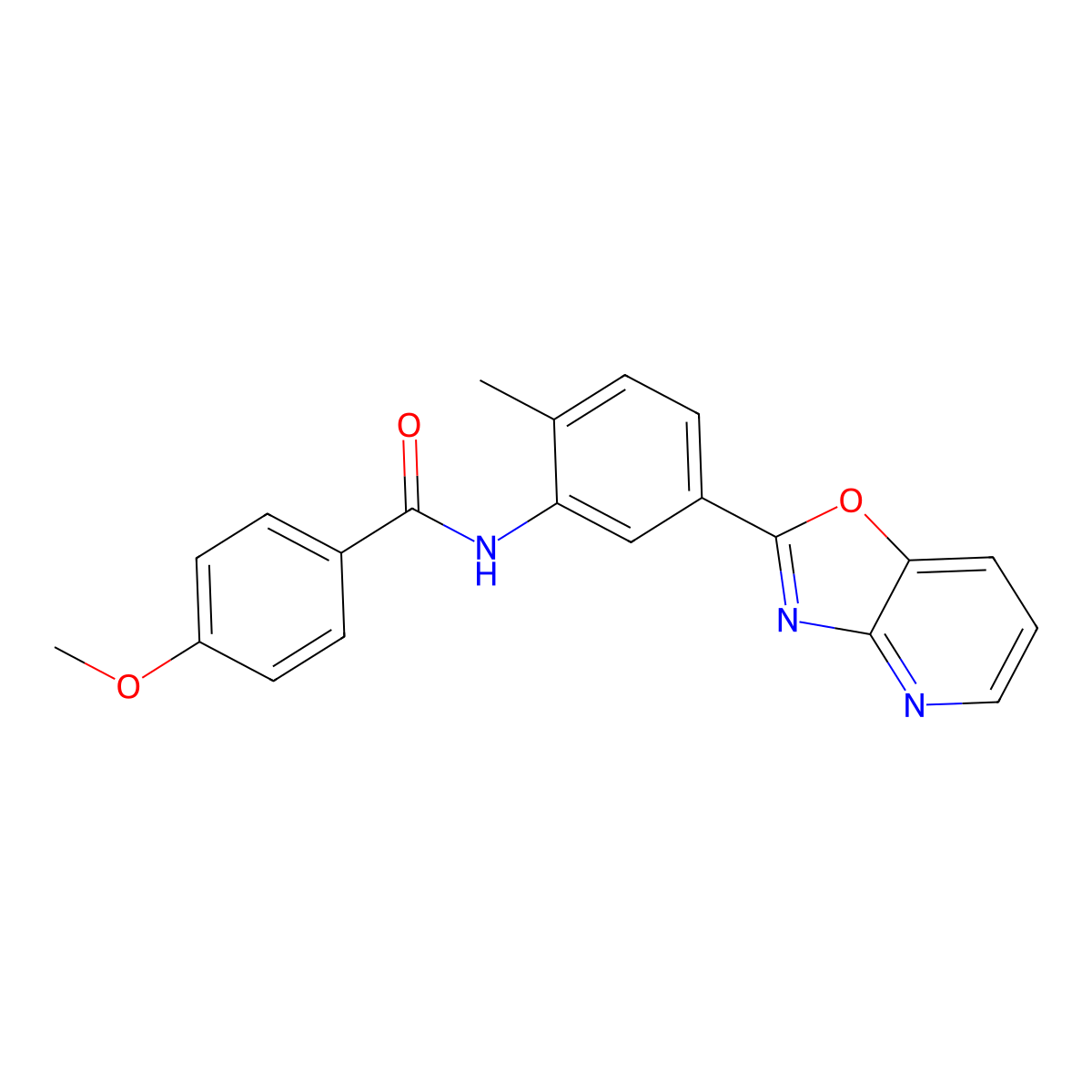4-methoxy-N-[2-methyl-5-([1,3]oxazolo[4,5-b]pyridin-2-yl)phenyl]benzamide molecular structure, CAS 292066-32-1