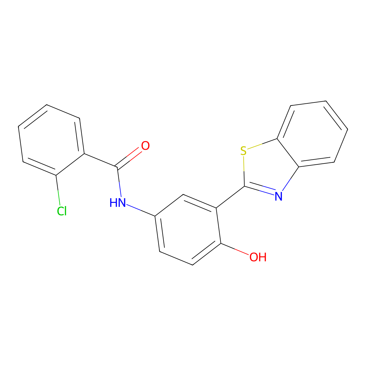 N-(3-(benzo[d]thiazol-2-yl)-4-hydroxyphenyl)-2-chlorobenzamide molecular structure, CAS 292066-48-9
