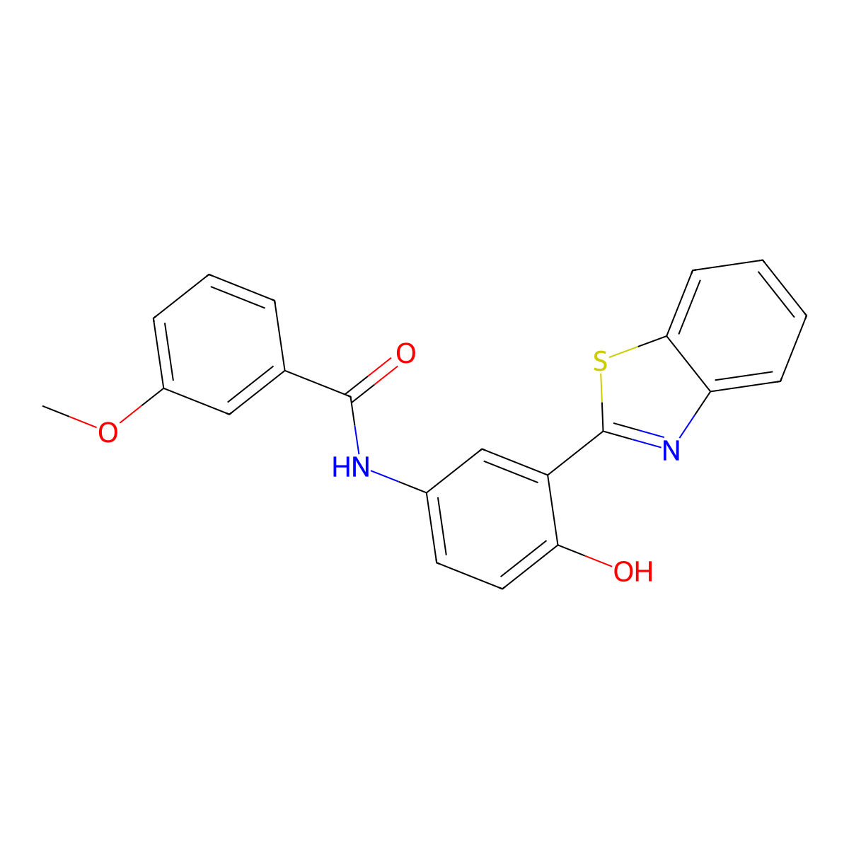 N-(3-(benzo[d]thiazol-2-yl)-4-hydroxyphenyl)-3-methoxybenzamide molecular structure, CAS 292066-49-0