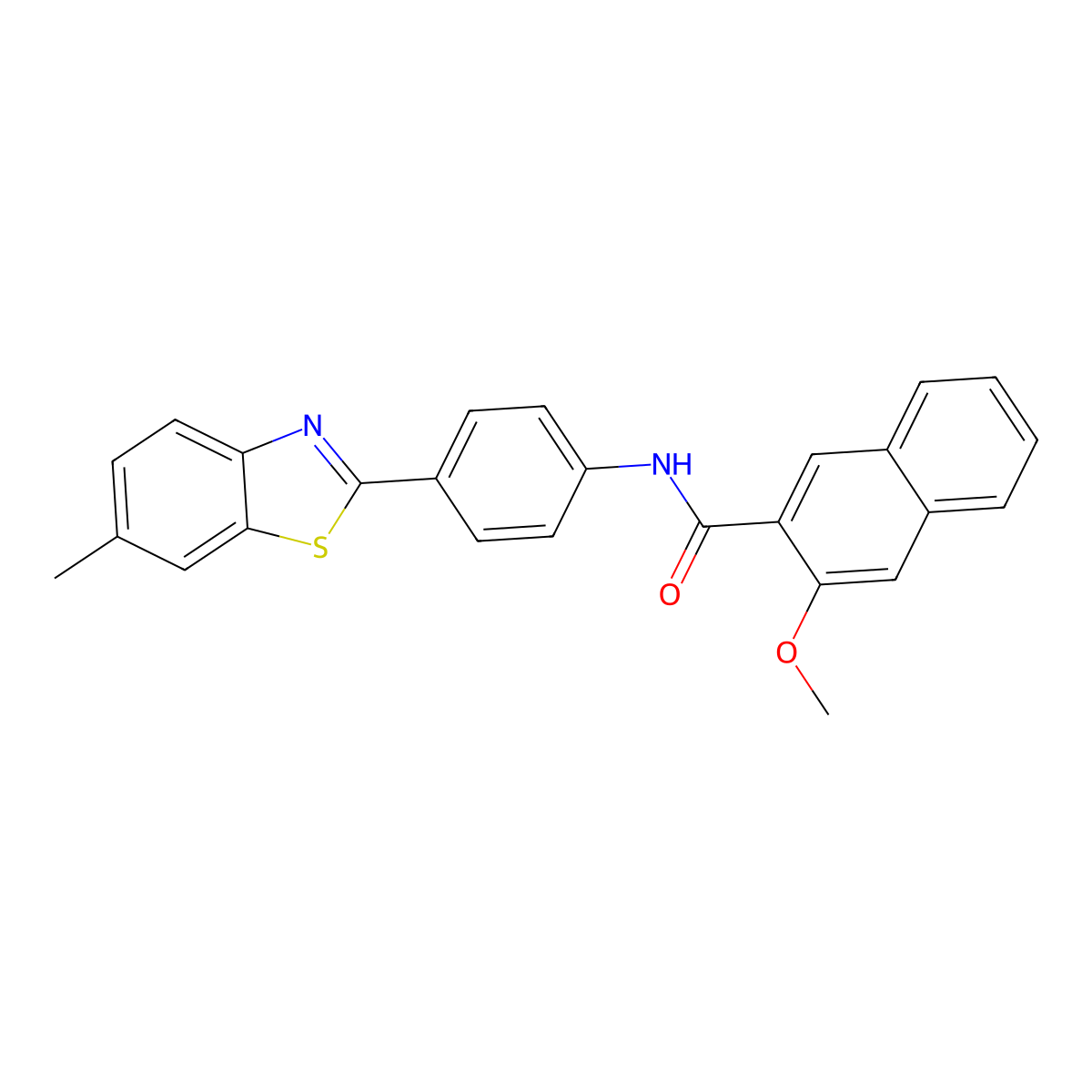 3-methoxy-N-[4-(6-methyl-1,3-benzothiazol-2-yl)phenyl]naphthalene-2-carboxamide molecular structure, CAS 292066-59-2