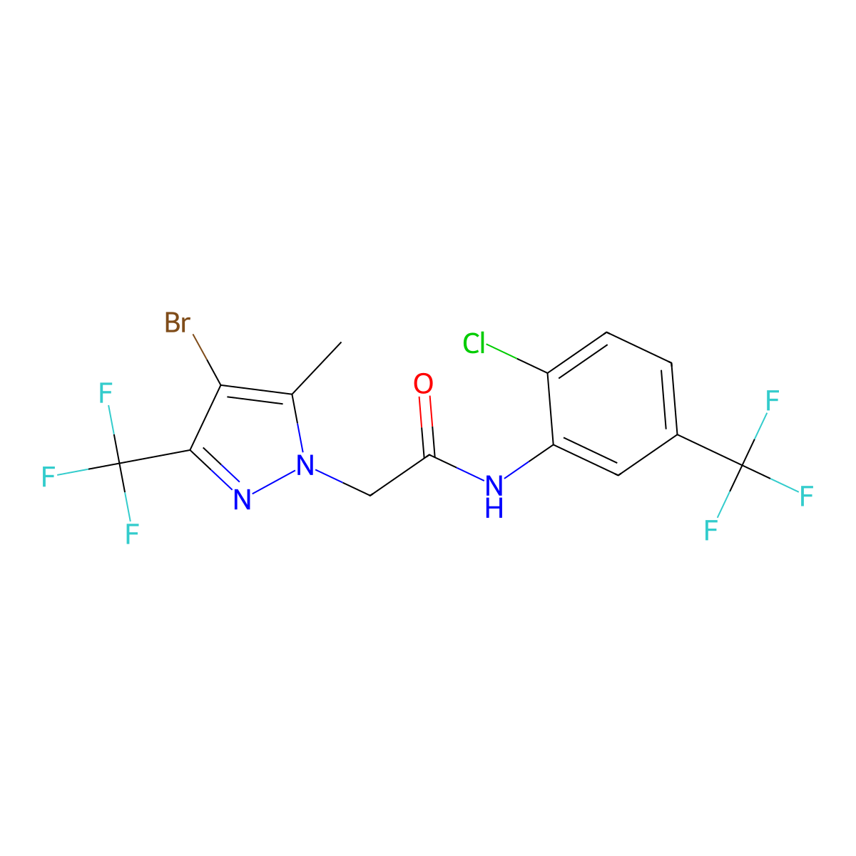 2-[4-bromo-5-methyl-3-(trifluoromethyl)pyrazol-1-yl]-N-[2-chloro-5-(trifluoromethyl)phenyl]acetamide molecular structure, CAS 292066-71-8