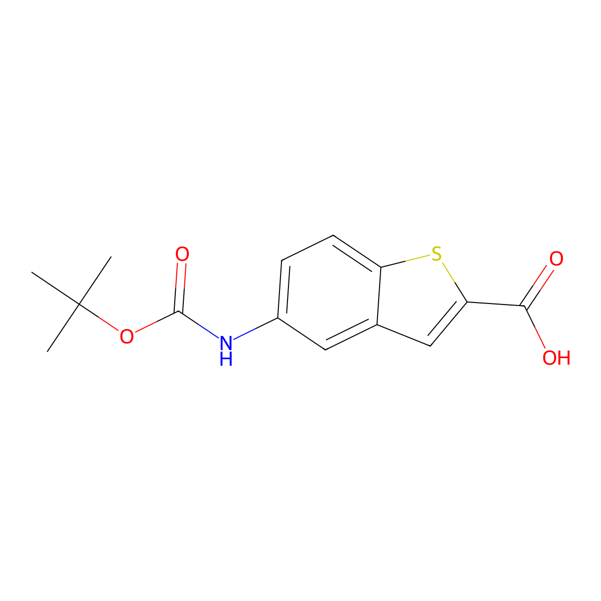 5-{[(Tert-butoxy)carbonyl]amino}-1-benzothiophene-2-carboxylic acid molecular structure, CAS 292068-77-0