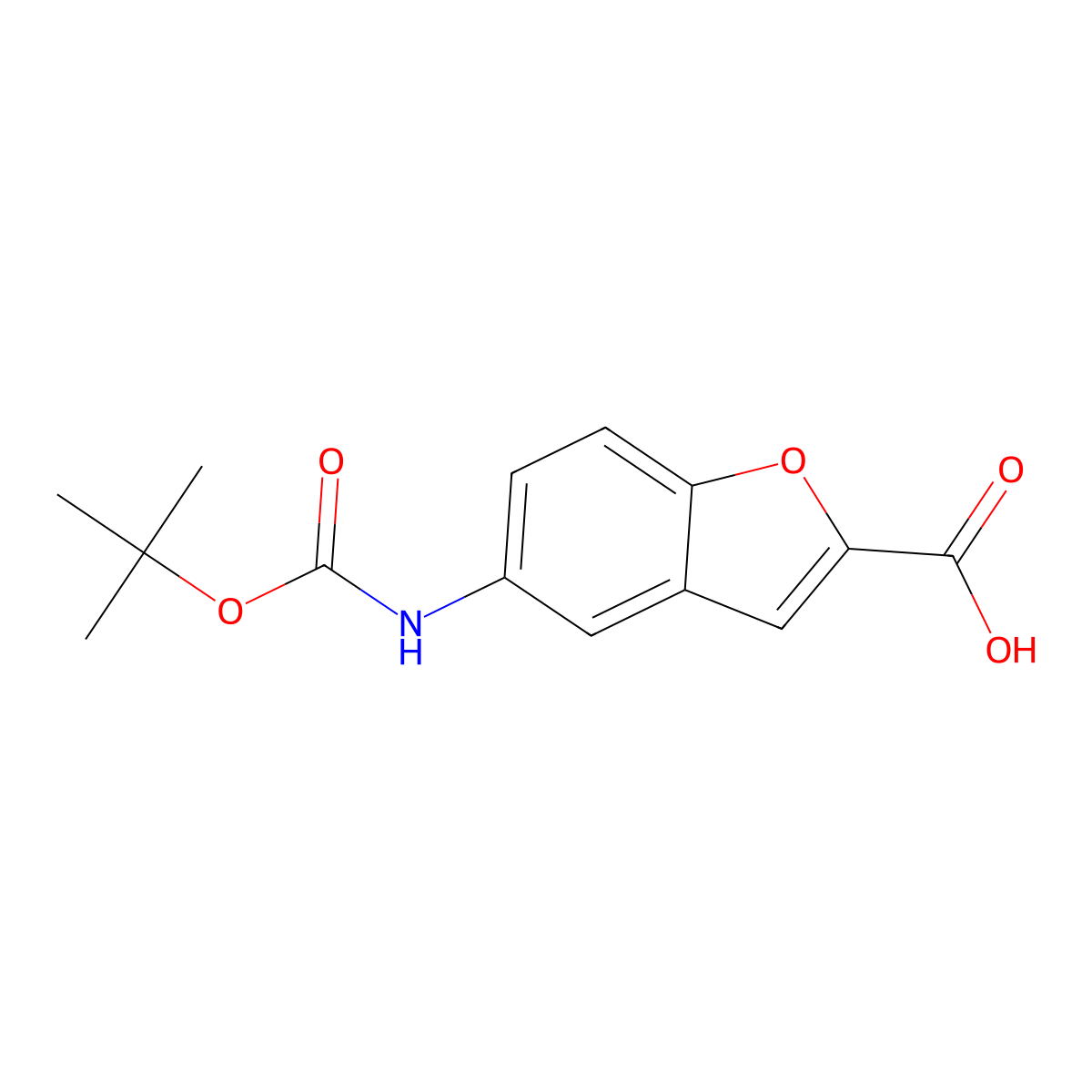 5-{[(Tert-butoxy)carbonyl]amino}-1-benzofuran-2-carboxylic acid molecular structure, CAS 292069-98-8