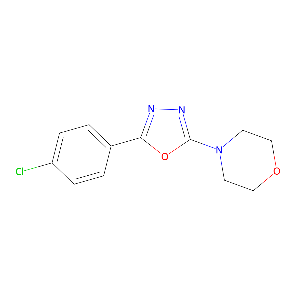 4-[5-(4-Chlorophenyl)-1,3,4-oxadiazol-2-yl]morpholine molecular structure, CAS 29207-86-1