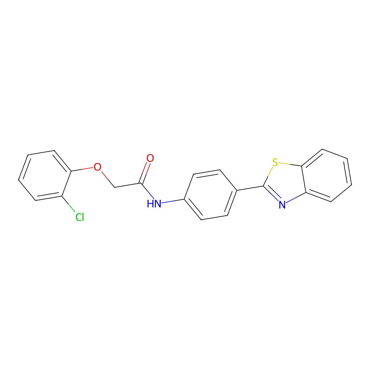 N-[4-(1,3-benzothiazol-2-yl)phenyl]-2-(2-chlorophenoxy)acetamide molecular structure, CAS 292074-84-1