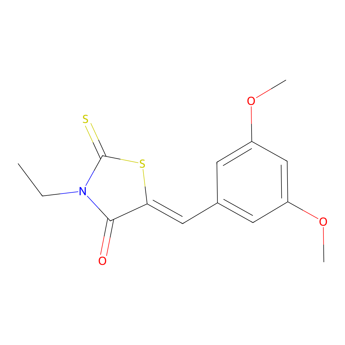 5-[(3,5-Dimethoxyphenyl)methylidene]-3-ethyl-2-sulfanylidene-1,3-thiazolidin-4-one molecular structure, CAS 292075-96-8