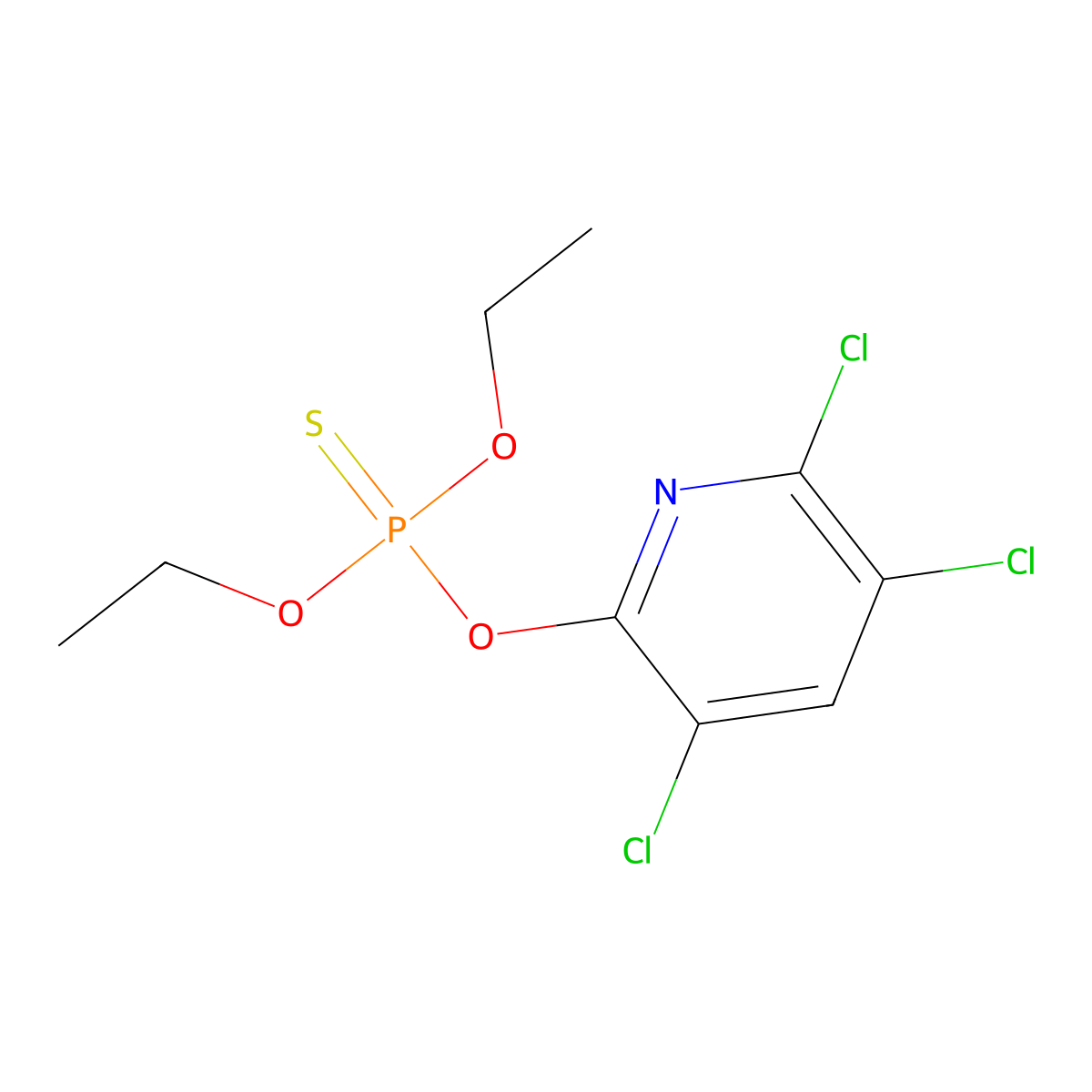 Chlorpyrifos molecular structure, CAS 2921-88-2