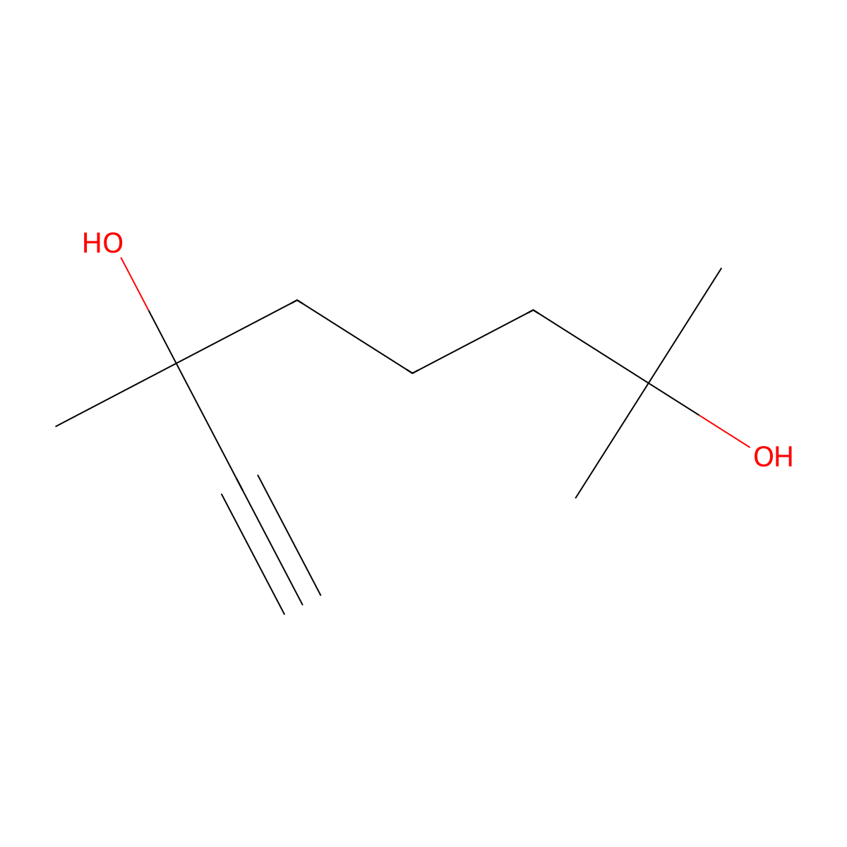 2,6-Dimethyl-7-octyne-2,6-diol molecular structure, CAS 29210-76-2