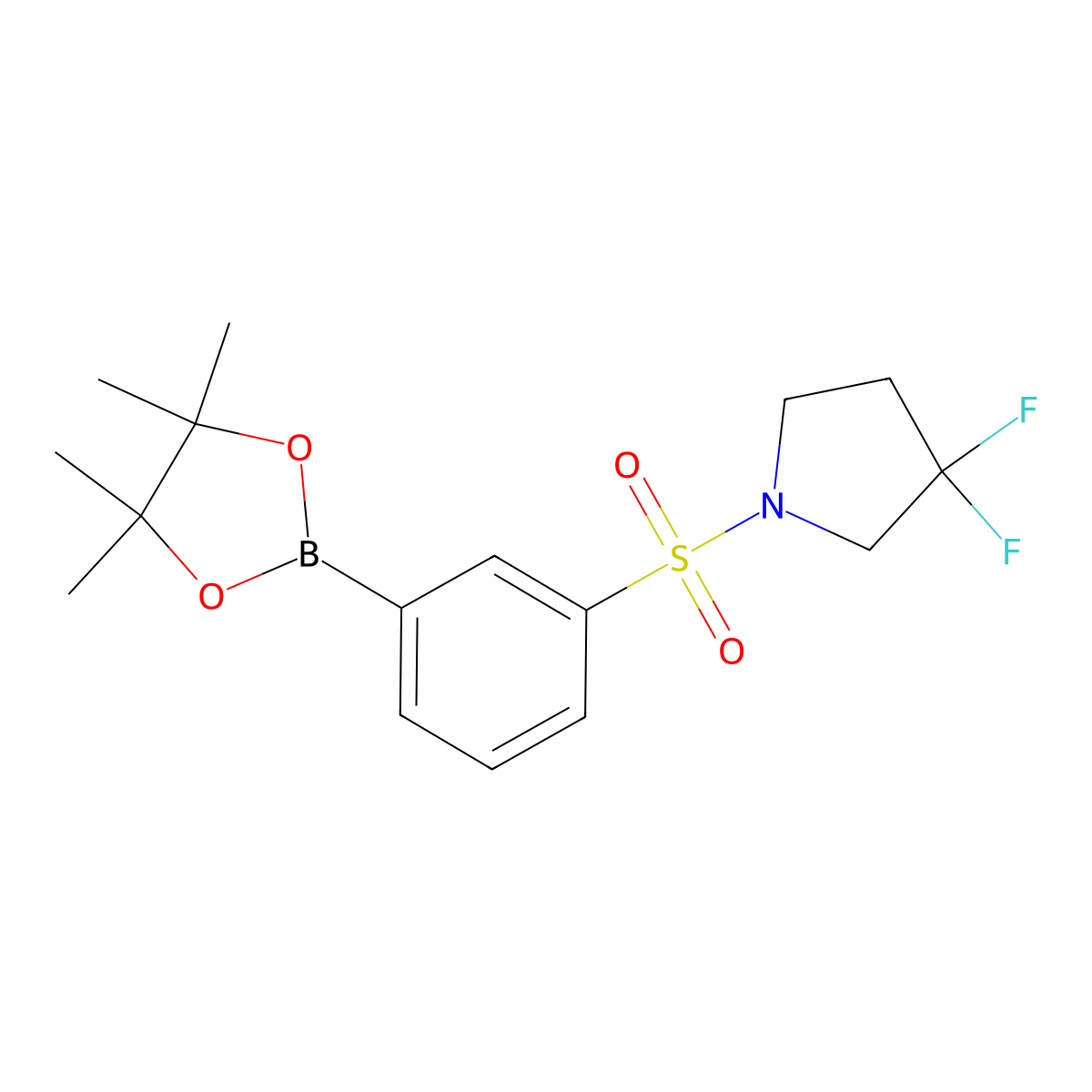 3,3-Difluoro-1-((3-(4,4,5,5-tetramethyl-1,3,2-dioxaborolan-2-yl)phenyl)sulfonyl)pyrrolidine molecular structure, CAS 2921015-26-9