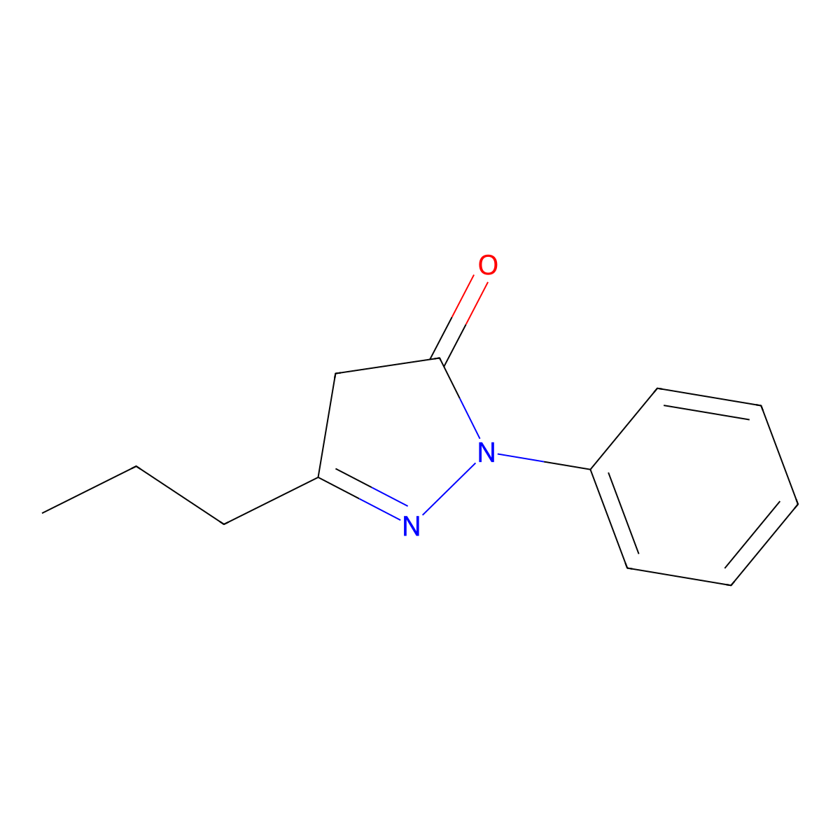 1-phenyl-3-propyl-4,5-dihydro-1H-pyrazol-5-one molecular structure, CAS 29211-43-6