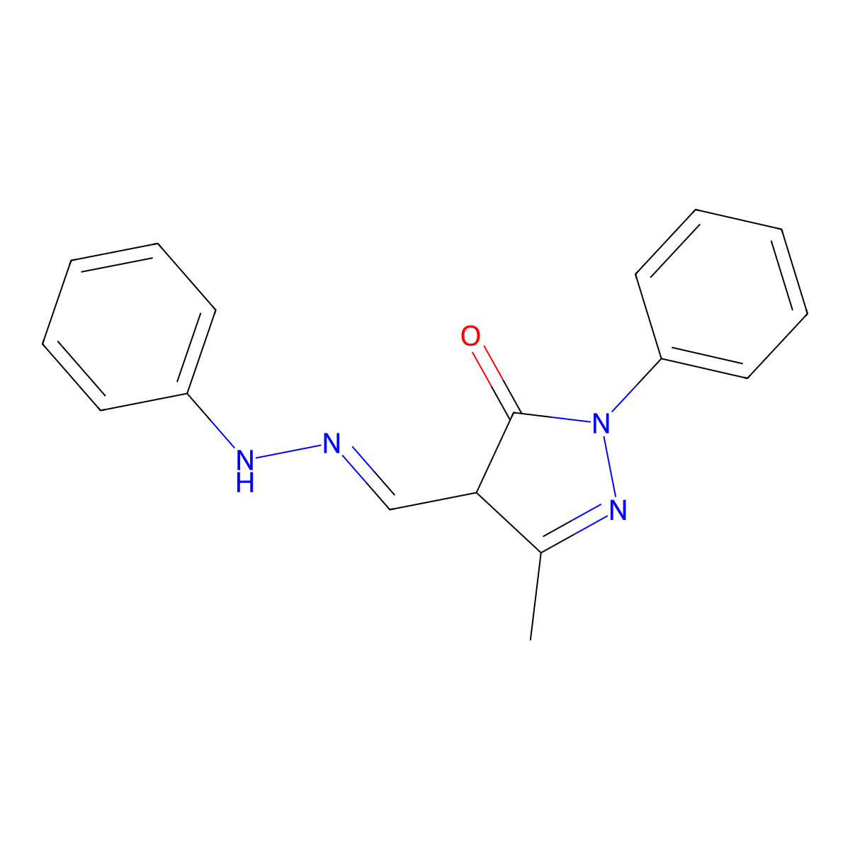 5-Methyl-2-phenyl-4-[(2-phenylhydrazinylidene)methyl]-2,4-dihydro-3H-pyrazol-3-one molecular structure, CAS 29211-47-0