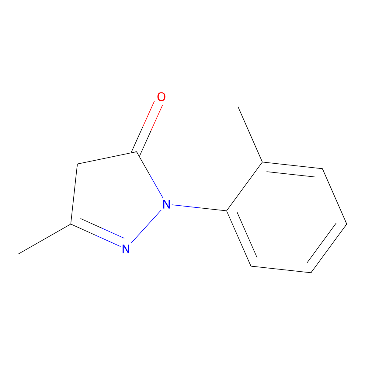3-methyl-1-(2-methylphenyl)-4,5-dihydro-1H-pyrazol-5-one molecular structure, CAS 29211-55-0