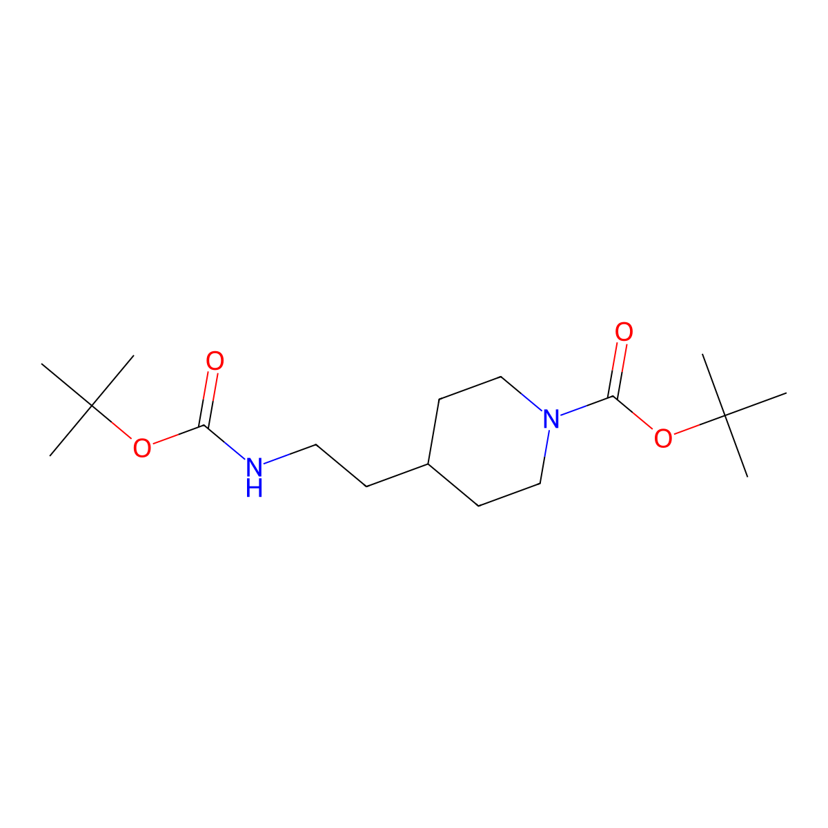 tert-Butyl 4-(2-{[(tert-butoxy)carbonyl]amino}ethyl)piperidine-1-carboxylate molecular structure, CAS 292135-37-6