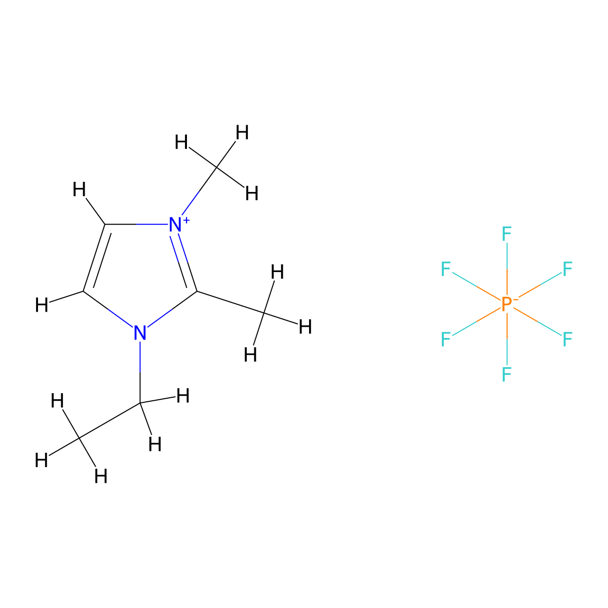 1-Ethyl-2,3-dimethylimidazolium hexafluorophosphate molecular structure, CAS 292140-86-4