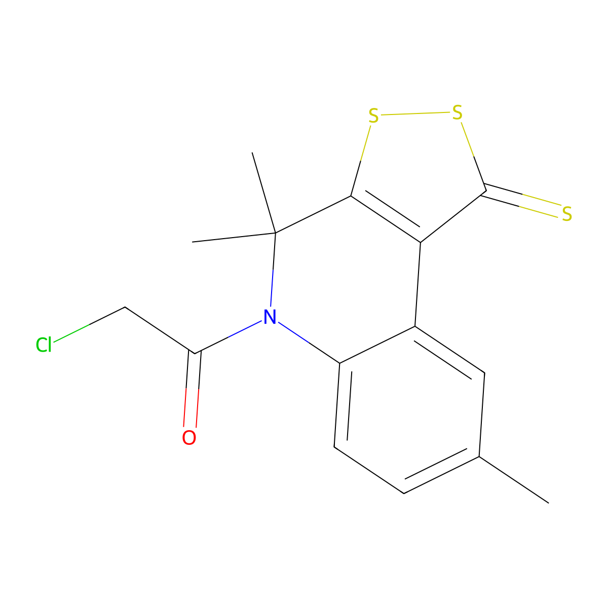 2-chloro-1-(4,4,8-trimethyl-1-thioxo-1,4-dihydro-5H-[1,2]dithiolo[3,4-c]quinolin-5-yl)ethanone molecular structure, CAS 292143-43-2
