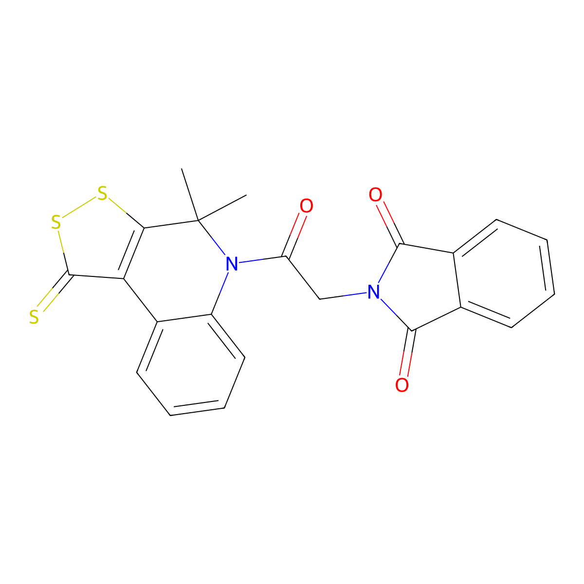 2-[2-(4,4-dimethyl-1-thioxo-1,4-dihydro-5H-[1,2]dithiolo[3,4-c]quinolin-5-yl)-2-oxoethyl]-1H-isoindole-1,3(2H)-dione molecular structure, CAS 292143-45-4