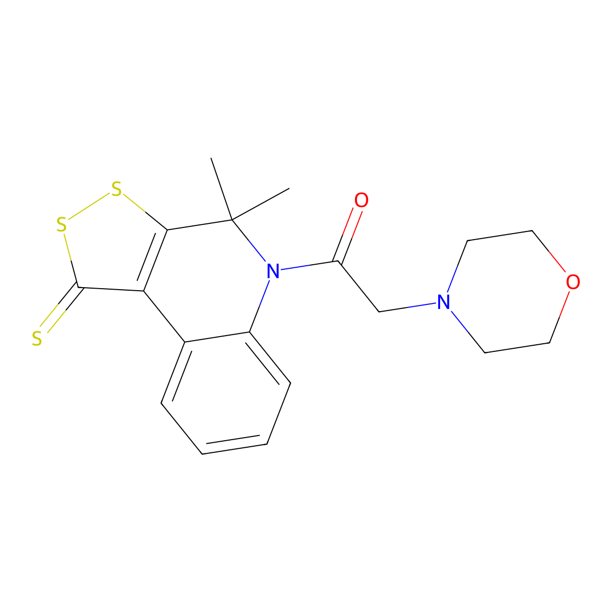 1-(4,4-Dimethyl-1-sulfanylidenedithiolo[3,4-c]quinolin-5-yl)-2-morpholin-4-ylethanone molecular structure, CAS 292143-60-3