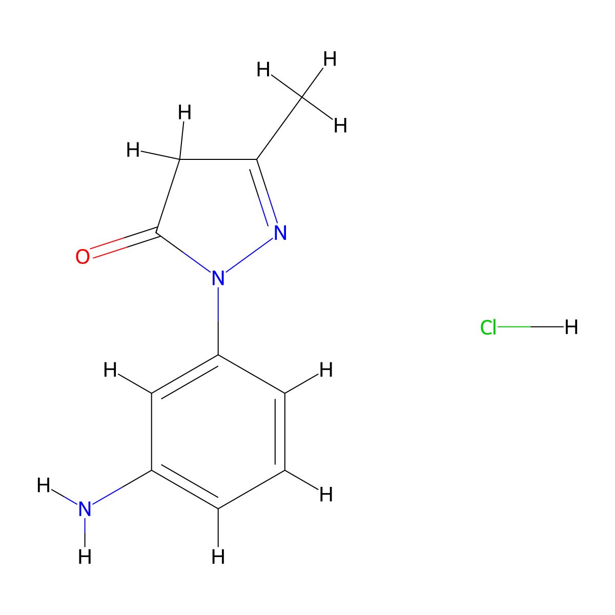 1-(3-aminophenyl)-3-methyl-4,5-dihydro-1H-pyrazol-5-one hydrochloride molecular structure, CAS 292151-88-3