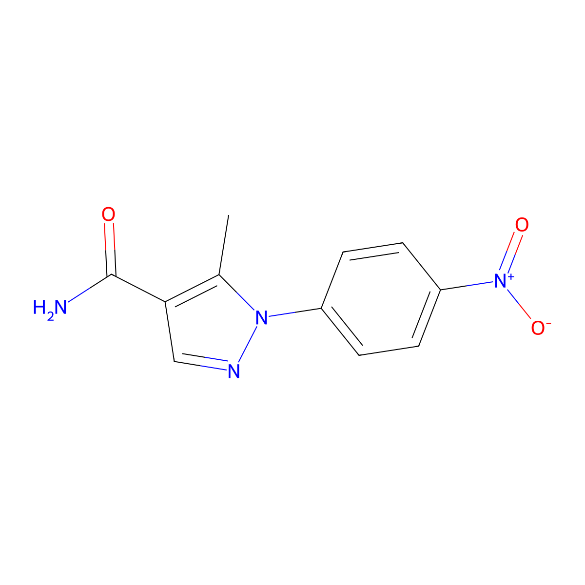 5-methyl-1-(4-nitrophenyl)-1H-pyrazole-4-carboxamide molecular structure, CAS 292160-46-4